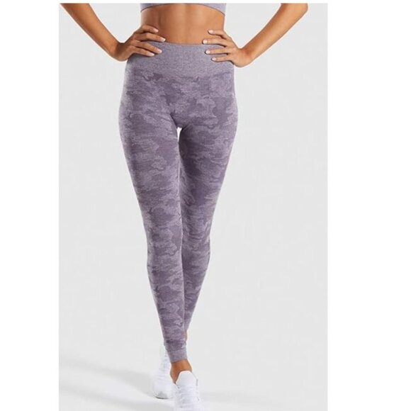 Amazon Purple Camo Seamless Leggings High Waist Workout Leggings Size Med - Picture 3 of 12